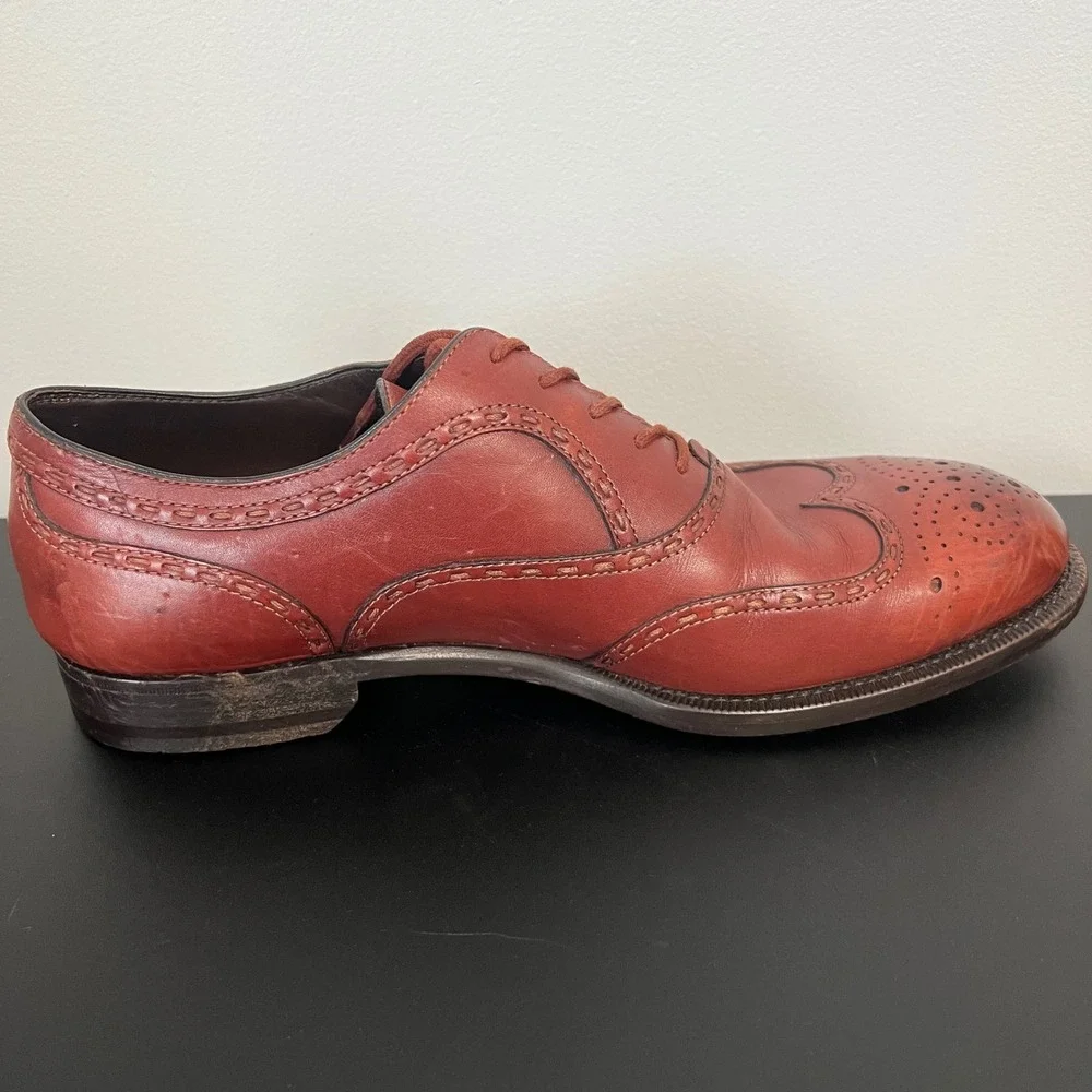 Bottega Veneta Mens Wingtip Oxford Shoes Cognac Leather Brogue Italy 39.5 EU